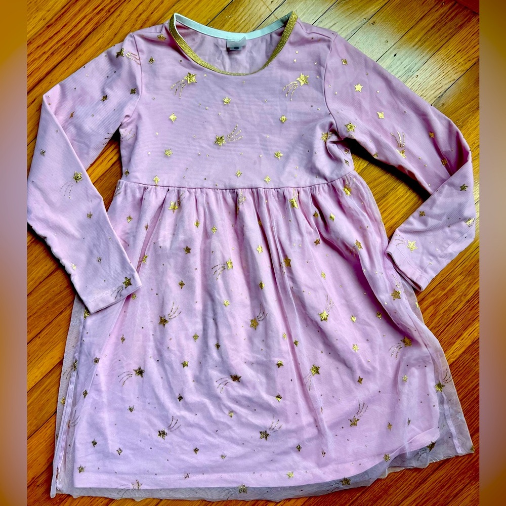 Hanna Andersson Gold Shooting Stars Tulle Dress US8 / 130cm